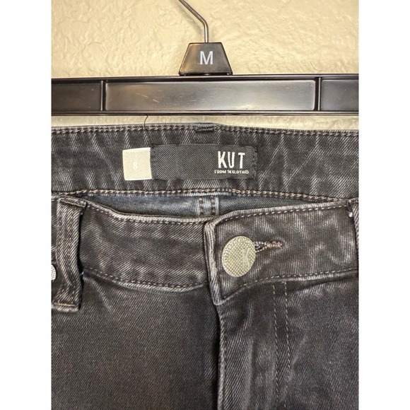 KUT from the Kloth Womens Black Wash Denim Raw Hem Crop Skinny Jeans - Picture 2 of 3
